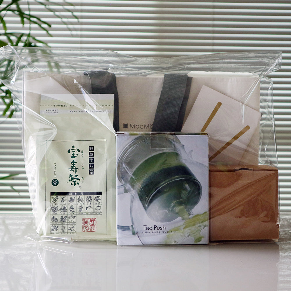 【野草十八茶宝寿茶200g付】ティープッシュ&耐熱マグセット